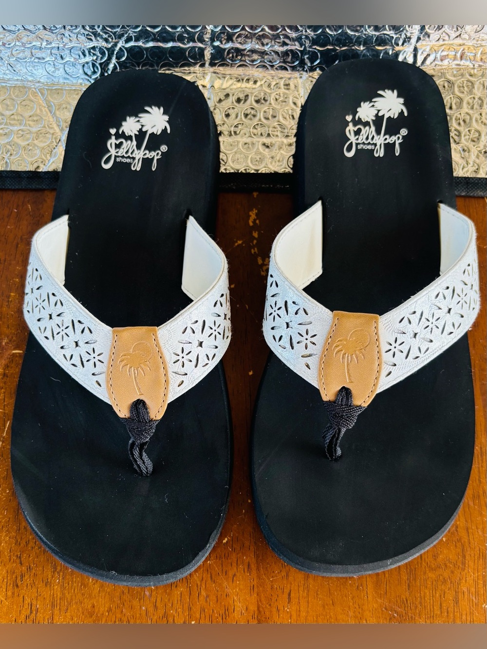Jellypop White, Tan & Black Women's Comfort Sandals